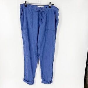 ✅ JOIE LINEN BLUE CUFFED PANTS WITH POCKETS SIZE‎ SMALL